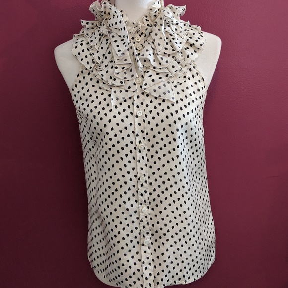 J. Crew Tops - J.Crew Black & White Polka Dot Button Down Top Sz0